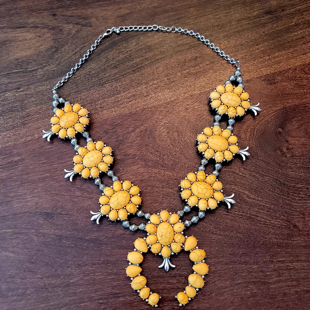 Glorious Faux Squash Blossom Necklace